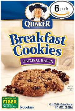 Quaker Breakfast Cookies, Oatmeal Raisin, 6 Cookies Per Box (Pack of 6)