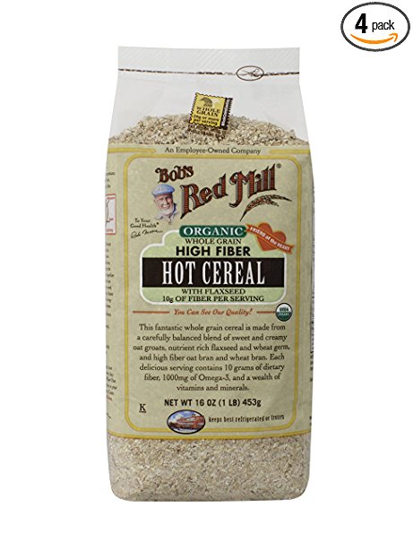 Bobs Red Mill Organic High Fiber Hot Cereal, 16 Ounce (Pack of 4)