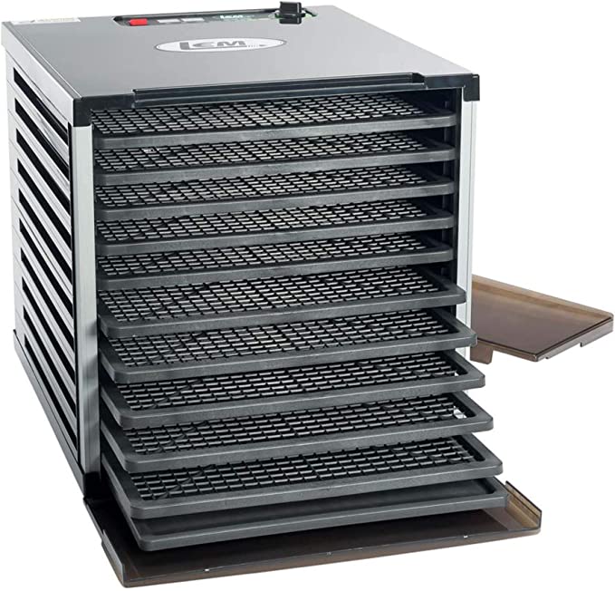 LEM Food Dehydrator 800 Watt 10-Tray Programmable Temperature Control Black