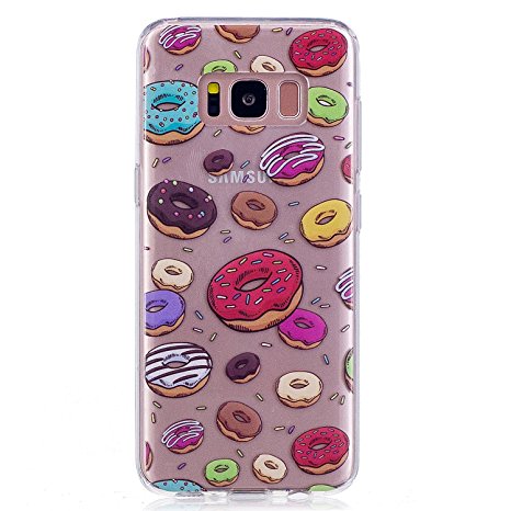 Galaxy S8 Plus Case,Vfunn [Pink Series] Slim Fit TPU Gel Anti-Scratch Good Decoration Clear Transparent Protective Case Cover for Samsung Galaxy S8 Plus with Screen Protector & Stylus (Doughnut Blue)