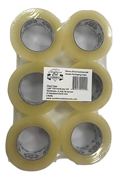 XXL - Heavy Duty Commercial Grade Packaging Tape 3.1mil 110 Yards (6 Rolls) - 660 Yards Of Tape Per Package