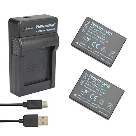 Newmowa® DMW-BCG10 Battery (2-Pack) and Portable Micro USB Charger kit for Panasonic DMW-BCG10, DMW-BCG10E, DMW-BCG10PP and Panasonic Lumix DMC-3D1, DMC-TZ6, DMC-TZ7, DMC-TZ8, DMC-TZ10, DMC-TZ18, DMC-TZ19, DMC-TZ20, DMC-TZ25, DMC-TZ30, DMC-TZ35, DMC-ZR1, DMC-ZR3, DMC-ZS1, DMC-ZS3, DMC-ZS5, DMC-ZS6, DMC-ZS7, DMC-ZS8, DMC-ZS9, DMC-ZS10, DMC-ZS15, DMC-ZS19, DMC-ZS20, DMC-ZS25, DMC-ZX1, DMC-ZX3 (2 batteries 1 charger)