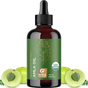 Organic Amla Oil for Hair Growth - 100% Pure Amla Hair Oil for Hair Growth & Hydration - Cold-Pressed Extra Virgin Unrefined Non-GMO & USDA Organic Hair Oil for Dry Hair and Scalp Care (4 Fl Oz)