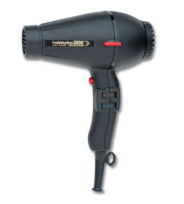 Twin Turbo 3800 Ionic & Ceramic 2100 Watt Hair Dryer, Features a Nickel Chrome Heating Element and Safety Thermostat, with 4 Temperature and 2 Speed Settings, Energy Saving with Up To 60�ster Drying, Built-In Silencer, Ozone and Eco Friendly, Includes 2 Unbreakable Nozzles, Black Finish
