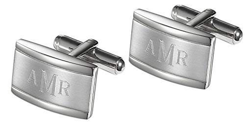 Personalized Cufflinks Engraved with Roman Monogram, Comes in Gift Box