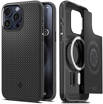 SPIGEN Mag Armor (MagFit) Designed for Apple iPhone 15 Pro Case (2023)[6.1-inch][Compatible with MagSafe] Air Cushion Magnetic Ring Bumper Cover - Black