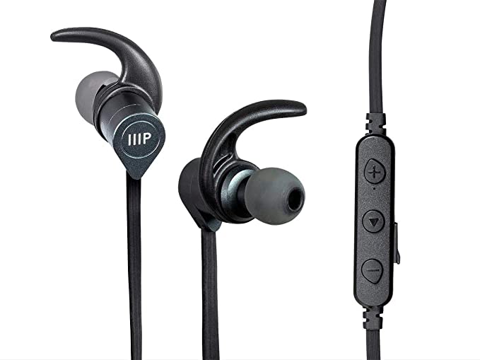 Monoprice Wireless Bluetooth in Earphones - Black with Built-in Mic, CVC 6.0, Smart Magnetic, IPX4 Rating