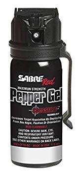 SABRE RED Pepper GEL - Police Strength with Flip Top for Safe - Fast Deployment - 20 Foot (6m) Range & 8 full 1 Second Bursts - Ability to Deploy at Any Angle or Orientation PLUS Belt Clip