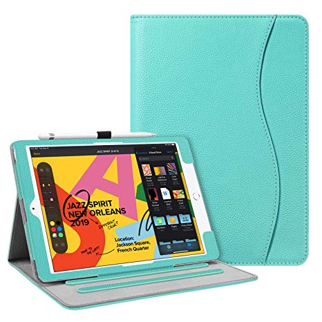 Fintie Case for New iPad 7th Generation 10.2 Inch 2019 - [Corner Protection] Multi-Angle Viewing Folio Smart Stand Back Cover with Pocket, Pencil Holder, Auto Wake/Sleep for iPad 10.2", Robin Egg Blue