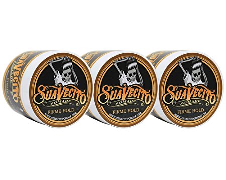 Suavecito Pomade Firme (Strong) Hold 4 oz (Pack of 3)