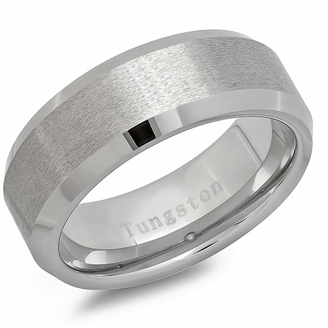 Freeman Jewels 8mm Tungsten Rings for Men Matte Finish Polished Edge Mens Wedding Band