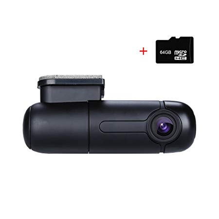 Blueskysea B1W WiFi Mini Dash Cam Car Camera Vehicle Video Driving Recorder 360 Degree Rotatable Lens 1080p 30fps G-Sensor Loop Recording (B1W 64GB TF Card)