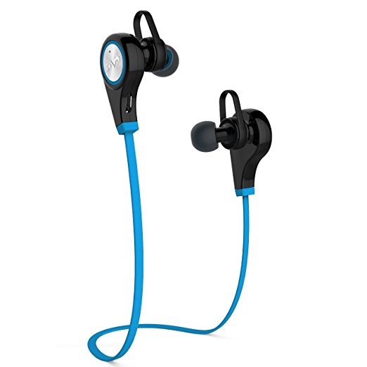 Bapdas V4.1 Bluetooth Headset Wireless Sport Stereo Noise Cancelling In-Ear Sweatproof Earbuds with APT-X/Mic for iPhone 6s Plus Samsung GalaxyS7 S6 S5 and Android Phones(Blue)