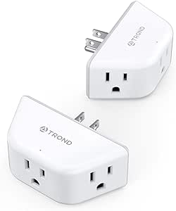 TROND 2 Pack Multi Plug Outlet Extender, Wall Outlet Splitter with 3 Way Plug, Cruise Ship Travel Essentials, 3-Sided Electrical Expanders, Small Multiple Adapter for Home Office Dorm Room Accessories