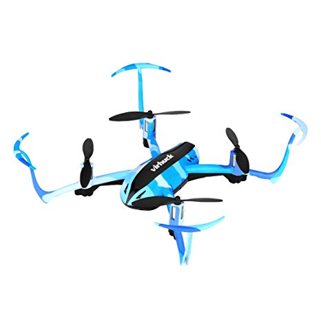 Virhuck T915 RC Drone 2.4 GHz 4 CH 6 AXIS GYRO System LED Lights Headless/Inverted Flight/One Key Return Mode Quadcopter Camouflage Blue