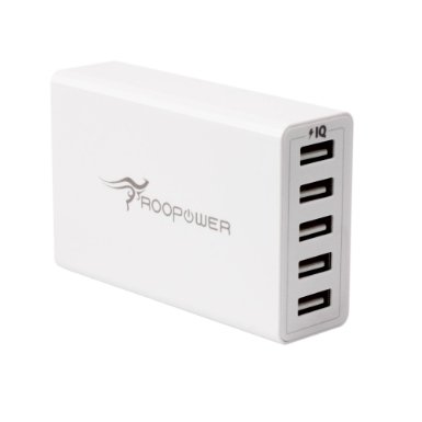 USB Charger, Roopower 40W 8A 5-Port Multi-Port USB Charging Station Wall Travel Charger for iPhone 6s / 6 / 6 Plus, iPad Air 2 / mini 3, Galaxy S7/ Edge/ S6 / Edge / Plus, Note 5 and More - White