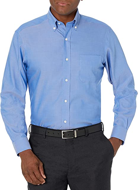 Buttoned Down Men's Standard Classic Fit Button Collar Solid Non-Iron Dress Shirt with Pocket