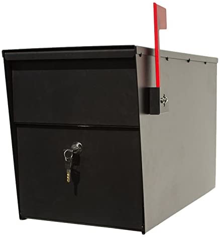 Qualarc LSLM-2000 LetterSentry Galvanized Steel Locking Post Mount Rust Proof Mailbox, Black