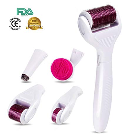 Derma Roller Kit, Micro Needling Roller for Face with 6-in-1 Multi-function Sets, Face Roller Needle 2018 New Skin Care Tools Needle Titanium 0.50mm 1.00mm 1.50mm Micro Needle derma Roller for Anti-aging tighten Skin Wrinkles Acne Scars Blemishes