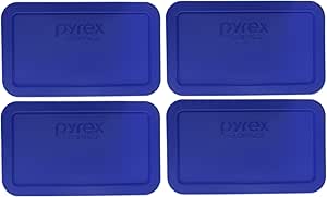 Pyrex 7214-PC 4.8 Cup Cadet Blue Lids- 4 Pack Made in the USA