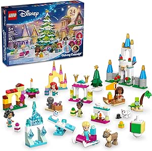 LEGO Disney Advent Calendar 2024, Kids Building Kit, Game Toy with 5 Micro Doll Figures, Fun Christmas Toys for Kids, Disney Gift for Girls and Boys Ages 5 and Up, 43253