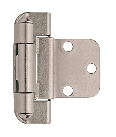 Amerock BPR7565G10 3/8in (10 mm) Inset Self-Closing, Partial Wrap Satin Nickel Hinge - 2 Pack