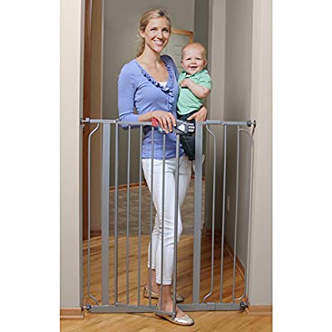 Regalo Deluxe Easy Step Extra Tall Platinum Gate, Keep Children And Pets Out Of Off-Limit Areas Of Your Home.