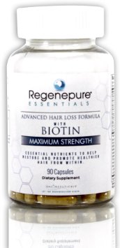 Regenepure Essentials Hair Loss Supplement - Vitamins for Hair Loss with Biotin for Hair Growth- 90 Capsules