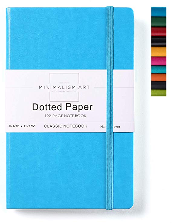 Minimalism Art | Classic Notebook Journal, Size: 8.3" X 11.4", A4, Blue, Dotted Grid Page, 192 Pages, Hard Cover/Fine PU Leather, Inner Pocket, Premium Thick Paper-100gsm | Designed in San Francisco