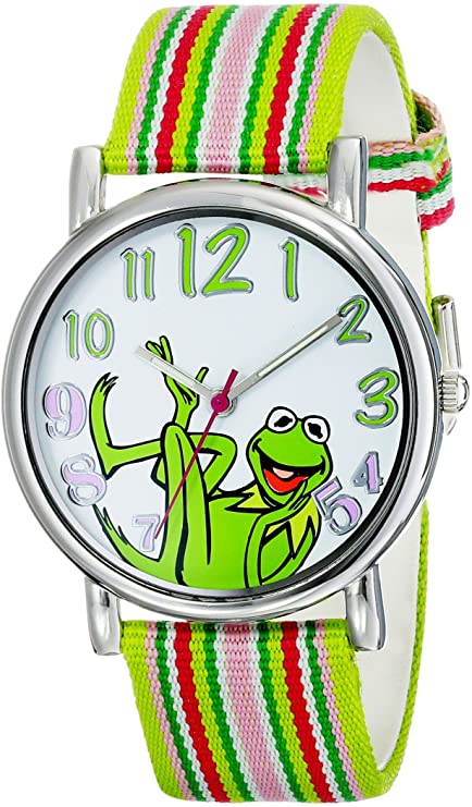 Muppets Women's MU1010 Kermit the Frog Dial Multi-Color Watch with Fabric Strap