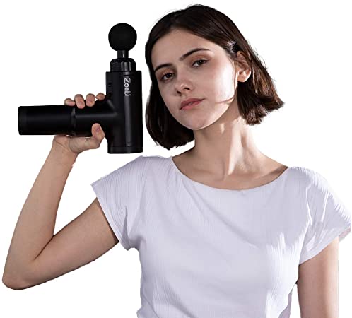 ZonLi Massage Gun Muscle Deep Tissue for Pain Relief,Portable Body Percussion Muscle Massager with 6 Speed Levels 4 Massage Heads for Gym Office Home Post-Workout (Black)