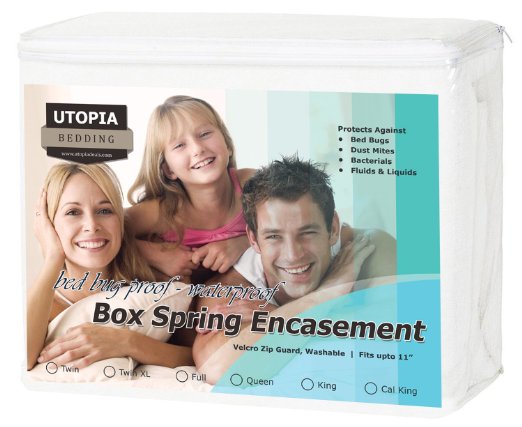 Waterproof Knitted Box Spring Encasement (QUEEN) - Ultimate Protection - Preserves Box Spring Mattress - Dependable - By Utopia Bedding
