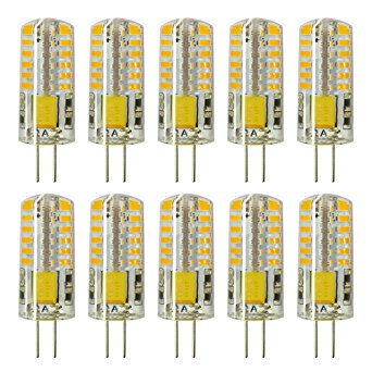 Rayhoo 10pcs Set G4 base 48-LED Light Crystal Bulb Lamps 3 Watt AC DC 12V Non-dimmable Equivalent to 20W T3 Halogen Track Bulb Replacement LED Bulbs(Warm White 2800-3200K)