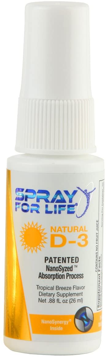 Spray for Life® Vitamin D3 and E Spray with Nanotechnology – 6000IU Daily Vitamin-D Liquid Spray for Adults, Children and Seniors – Tropical Flavor - 30 Day Supply