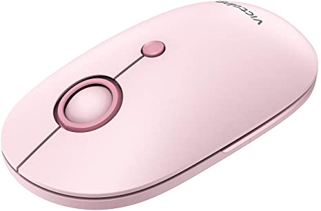 VicTsing Silent Wireless Mouse, Mouse for Laptop 2.4G with USB Nano Receiver, Portable Computer Mice 5 Adjustable DPI for Chromebook, Notebook, PC, Laptop, Computer, MacBook – Pink