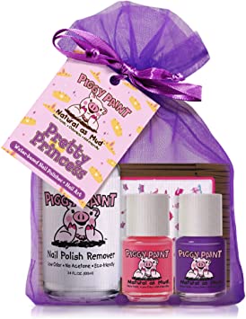 Piggy Paint 100% Non-toxic Girls Nail Polish, Safe, Chemical Free, Low Odor for Kids - ( Forever Fancy, Girls Rule, Remover, Princess Nail Art ) Pretty Princess