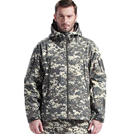 FREE SOLDIER Men's Jackets Outdoor Waterproof Softshell Hooded Tactical Jacket