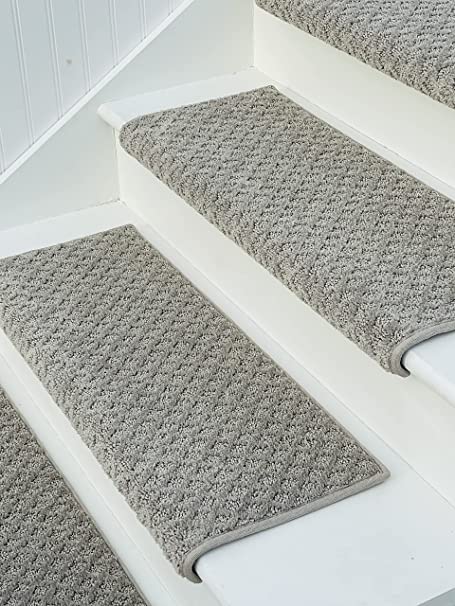 Oak Valley Designs Carpet Stair Treads - Style: Bayside Charm (27" Set of 14, Light Grey)