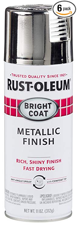 Rust-Oleum Stops Rust Bright Coat Spray 7718830-6 PK Color 11 Oz, Gloss, 6 Pack, Metallic Chrome