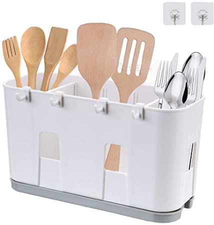Cutlery Drying Rack Holder Kitchen Utensil Drying Basket Knife and Fork Spoon Drain Holder Sink Cleaning Up Caddy Organisers