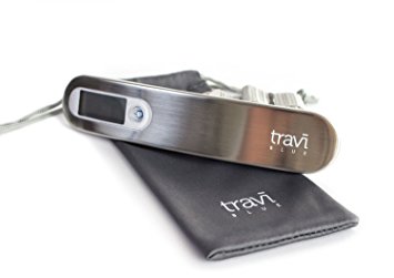 Travi Blue Digital Luggage Scale - Perfect Portable Suitcase Scale for Travel, Postal, Home or Outdoor Weighing Use - 110lb/50kg Capacity - Silver