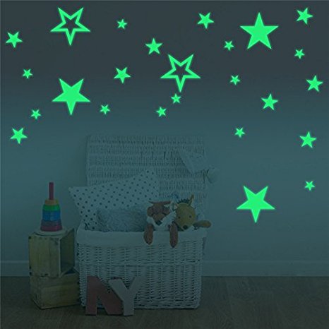 Marsway Creative Stars Night Glow Sticker Night Luminous Glow in the Dark Kids Room Wall Decal Stickers