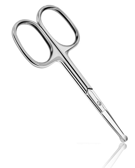 Inspiration Industry NY 3.75" Nose Hair Trimmer Scissors - Round Tip for Ear, Eyebrow, Beard & Mustache Trimming (Sliver)