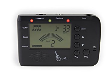 Digital Electronic Metronome Tuner (Tanbi Music MT560GB) – Guitar/Bass/Chromatic Modes - Use for Violin, Ukulele, Banjo, Mandolin & More - Clip-on Pickup and Batteries Included