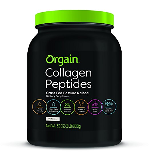 Orgain Grass Fed Pasture Raised Hydrolyzed Collagen Protein Powder, Gluten Free, Soy Free, Non-GMO, Type I and III, 2 Pound