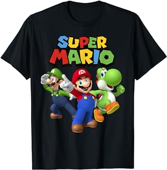 Super Mario Luigi Mario And Yoshi Group Shot T-Shirt