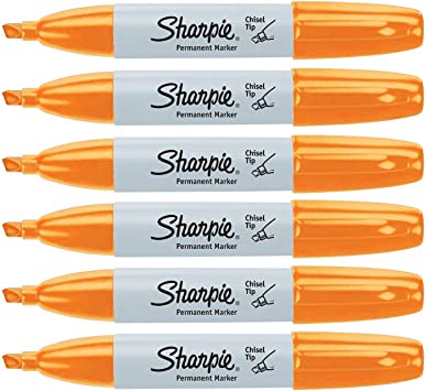 Sharpie Permanent Markers, Chisel Tip, 6-Count (Orange)