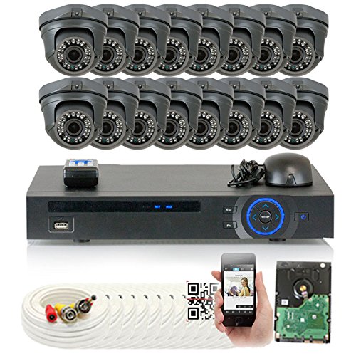 GW Security 16 Channel HDCVI 2MP 1080P 2.8-12mm Varifocal Zoom Outdoor / Indoor Dome Security Camera System