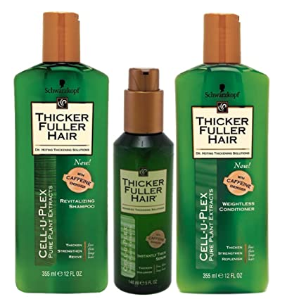 Thicker Fuller Hair Hair Solutions Revitalizing Shampoo, Weightless Conditioner and Instantly Thick Serum