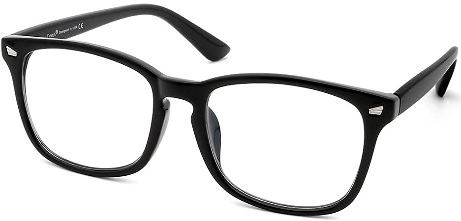 Cyxus Blue Light Blocking Glasses UV Filter Clean Lens Square Eyeglasses Frame Computer Gaming Glasses (Black,8082T02)